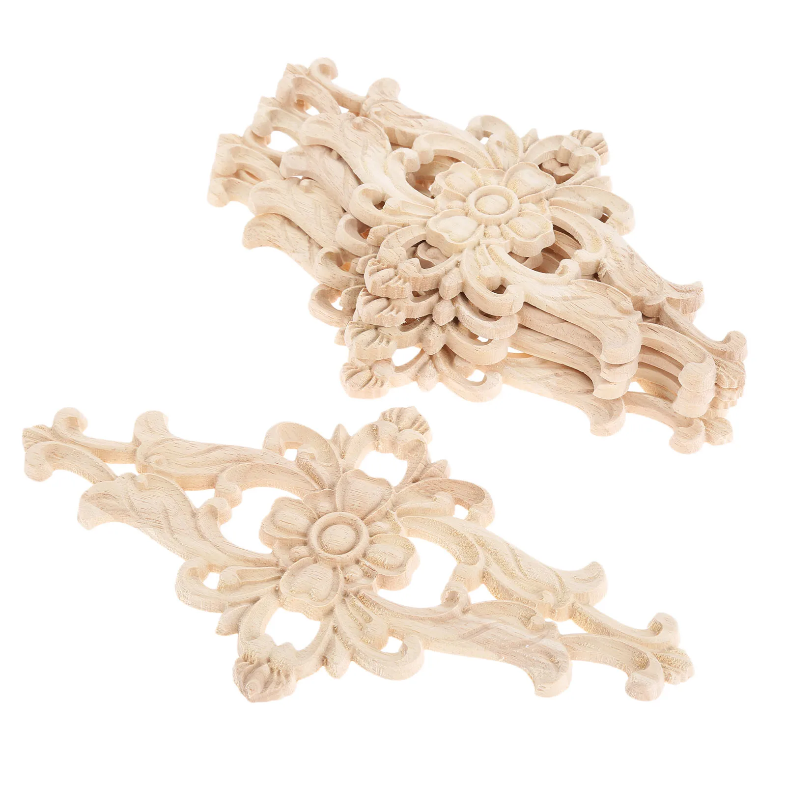 

4 шт. деревянные дверные наклейки, винтажный цветок, резьба по дереву, неокрашенный дуб, аппликация, таблички, мебель, домашний декор, Форма А...