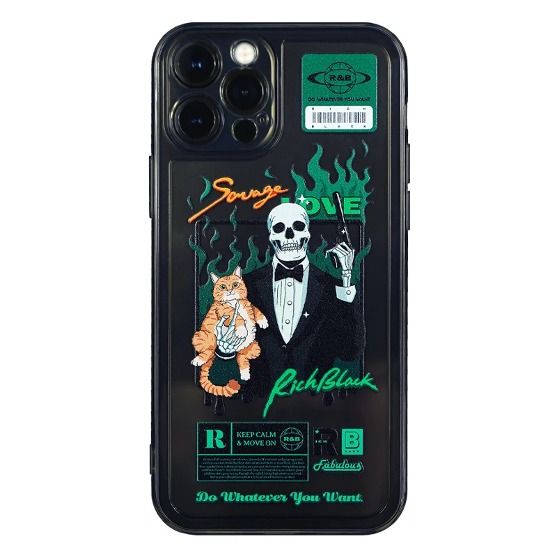 

Mark lona's original design skeleton cat black transparent all-wrapped Rubik's cube soft shell iPhone12ProMax