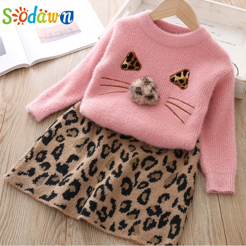 BZ395-Pink Sodawn/Коллекция года, новые брендовые осенние комплекты одежды для маленьких девочек футболка с длинными рукавами с изображением животных+ юбка, милые детские костюмы из 2 предметов для девочек Одежда для детей - Цвет: BZ395-Pink