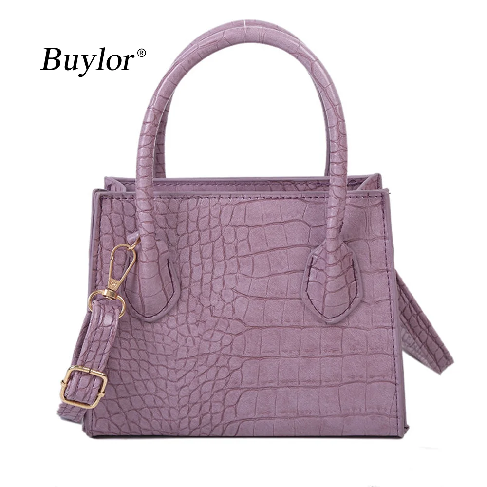 

Buylor Fashion Crossbody Bags for Women Crocodile Pattern Small Solid Color Handbag Classical Lady PU Leather Shoulder Bag