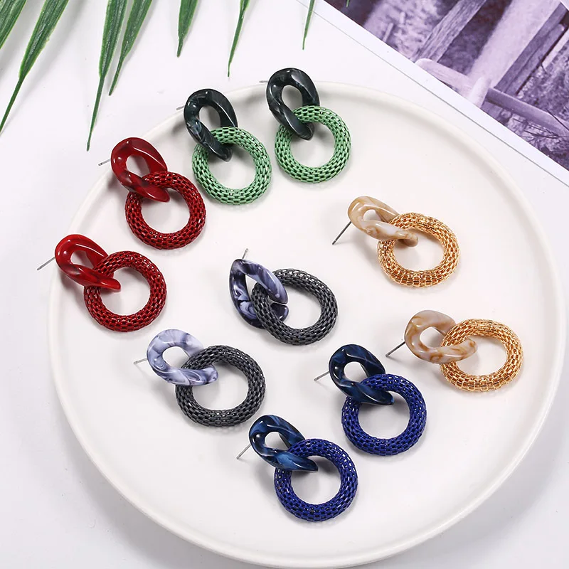 Витые серьги капли для женщин дикие сетчатые круглые девочек акриловые