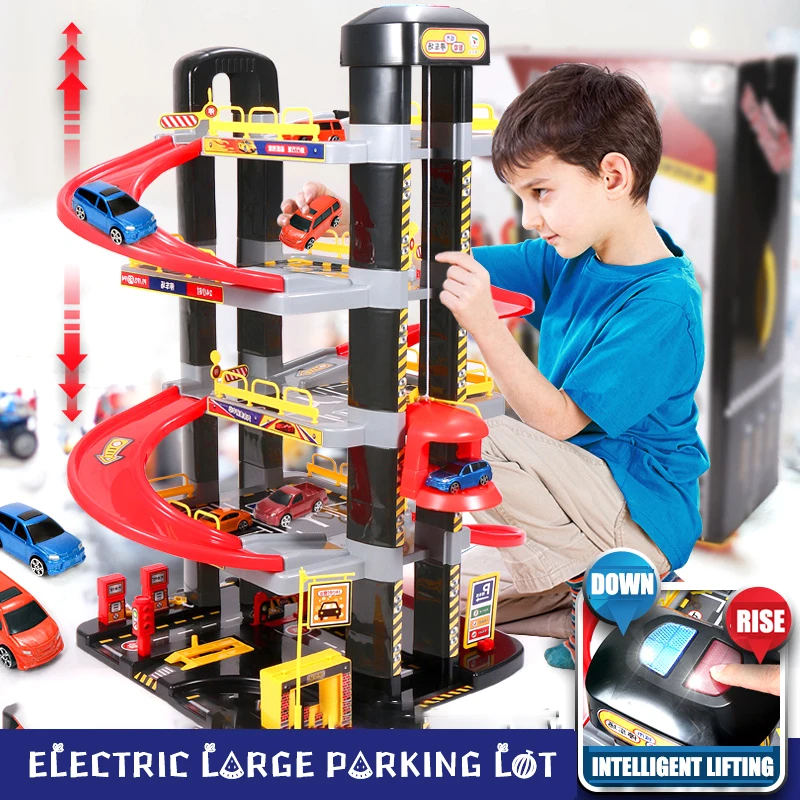 Большая Электрическая парковка с треком Детская развивающая многоэтажная