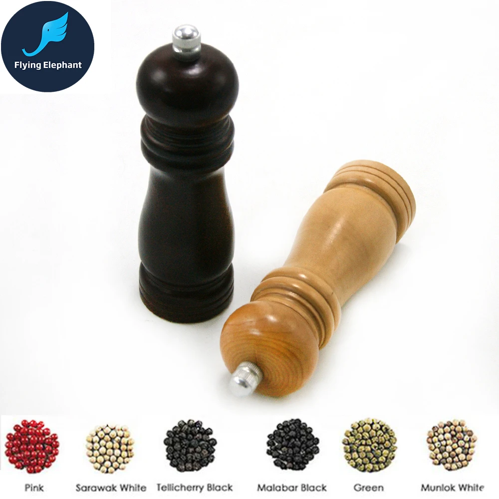 CE мельница деревянная ручная для соли коричневый черный перец белая морская соль