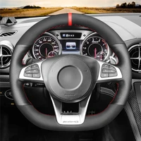 diy anti slip wear resistant steering wheel cover for mercedes benz cls slc gla gle gls car interior decoration