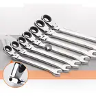 Набор гаечных ключей с храповым механизмом с гибкой головкой, 6-11 мм, зубчатый редуктор, кольцевой Динамометрический торцевой ключ, ручной инструмент для ремонта автомобиля, комбинированный метрический ключ с храповым механизмом