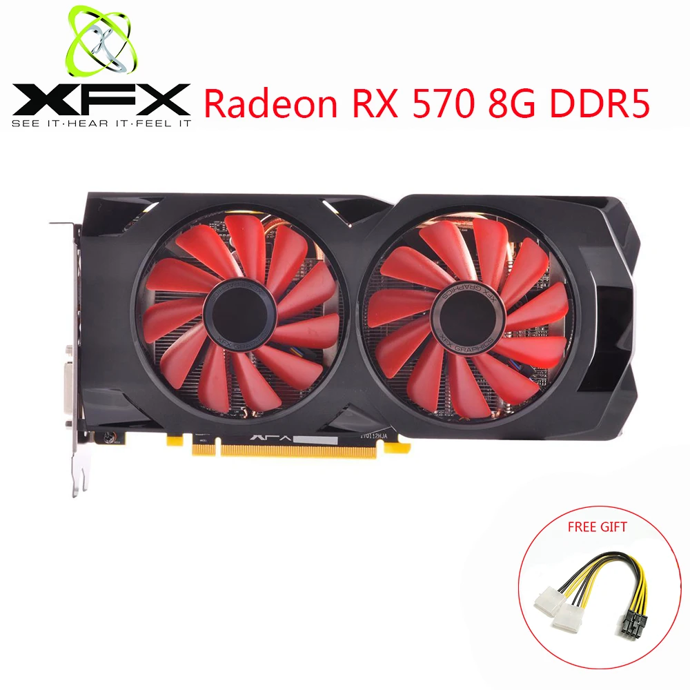 Видеокарта XFX AMD Radeon RX 570 8 ГБ DDR5 GPU RX570 Гб бит видеокарта для настольных