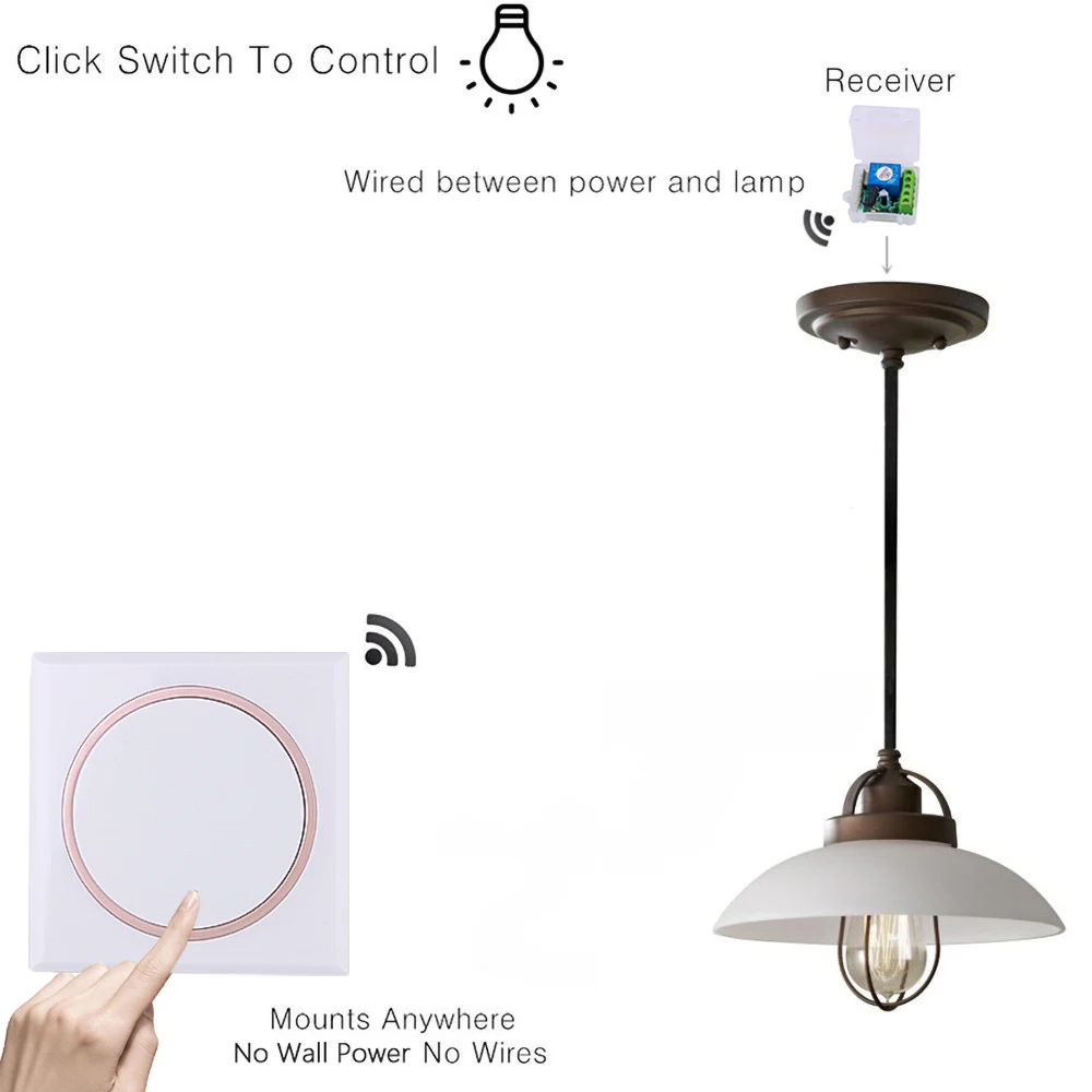 Kebidu 12 В постоянного тока релейный переключатель передатчика 433 МГц 86 настенная