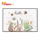 вышивка крестом наборы рукоделие, наборы для вышивки 11CT водорастворимые рисунки на холсте 14CT, мультяшный стиль, Hello rabbit-NCMC011