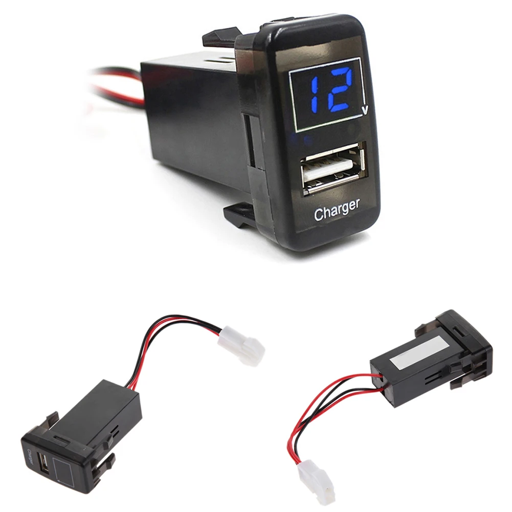 

2021 Display Digital Power Outlet Toggle Panel Dashboard USB Mobile Phone Car Charger Socket 5V 4.2A Power Adapter