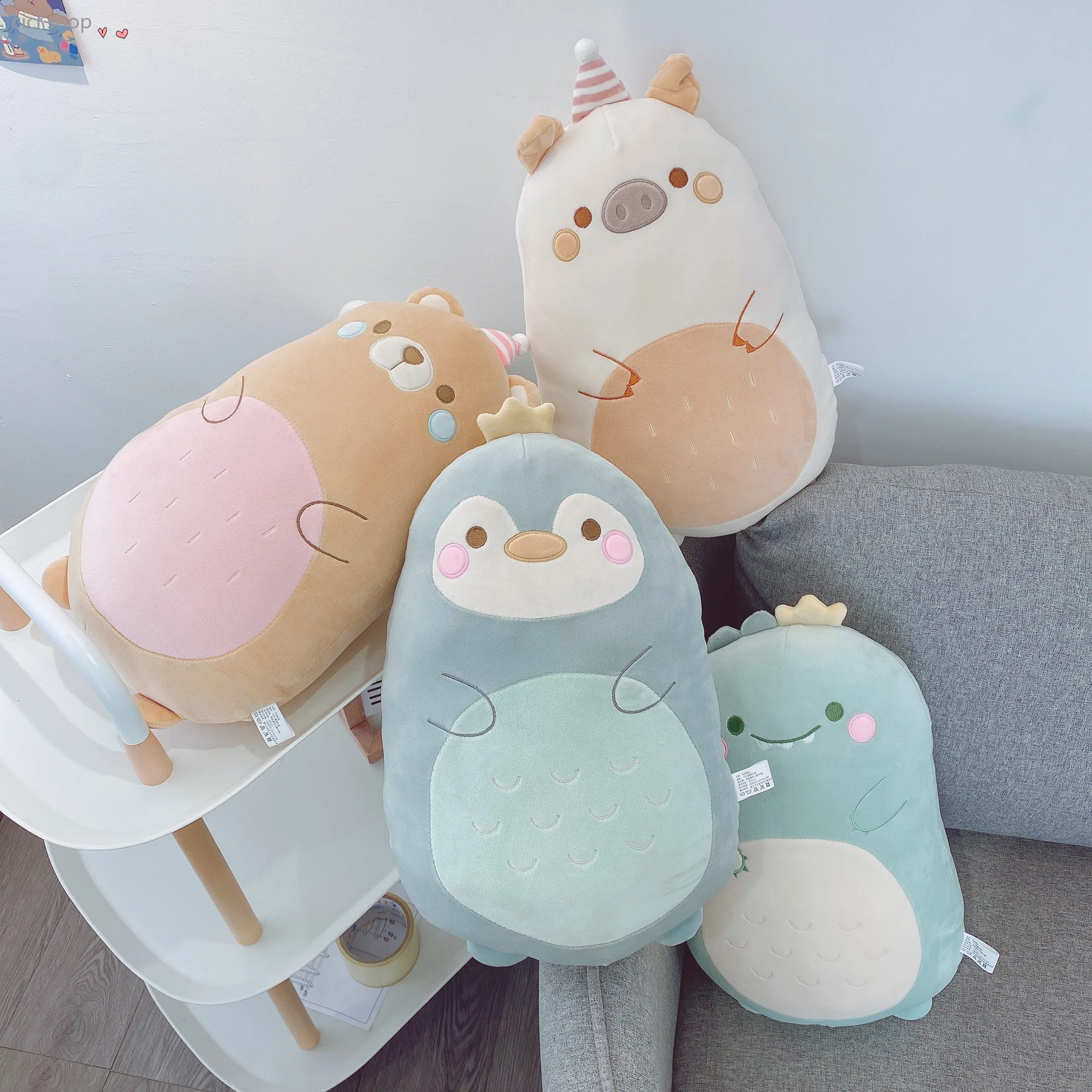 

45-80cm Soft Pillow Plush Toy Bear Dinosaur Pig Penguin Hug Pillow Sofa Chair Back Cushion Bedroom Home Decoration Gift For Kids