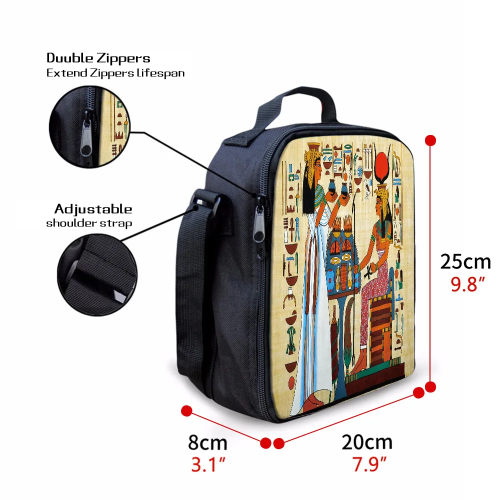 Women Ladies Girls Kids Portable Insulated Lunch Bag Box Ancient Egyptian Papyrus Picnic Tote Cooler |
