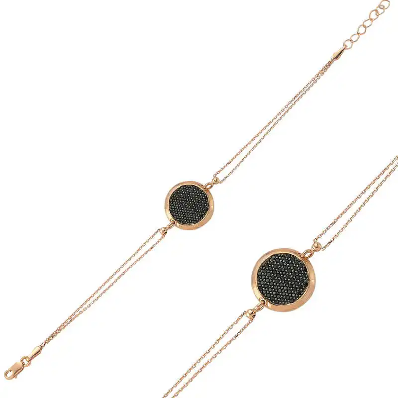 

Silverlina Silver Black Stone Round Bracelet