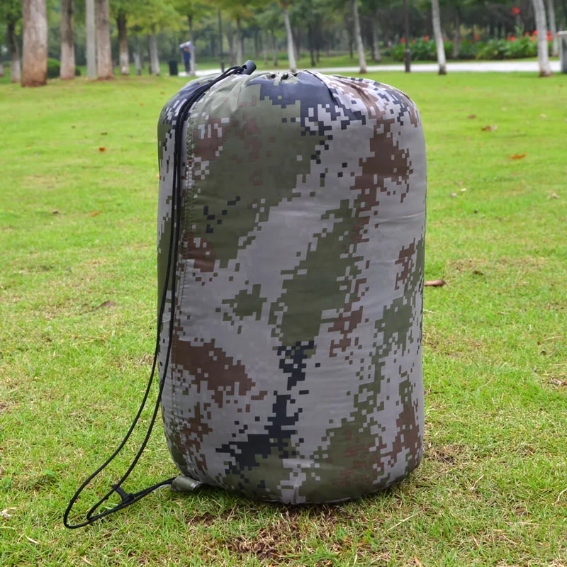 

2021 High Quality Outdoor Cotton Camping Sleeping Bag (190+30)*75cm Envelope Army Military Camouflage portable Sleeping bags