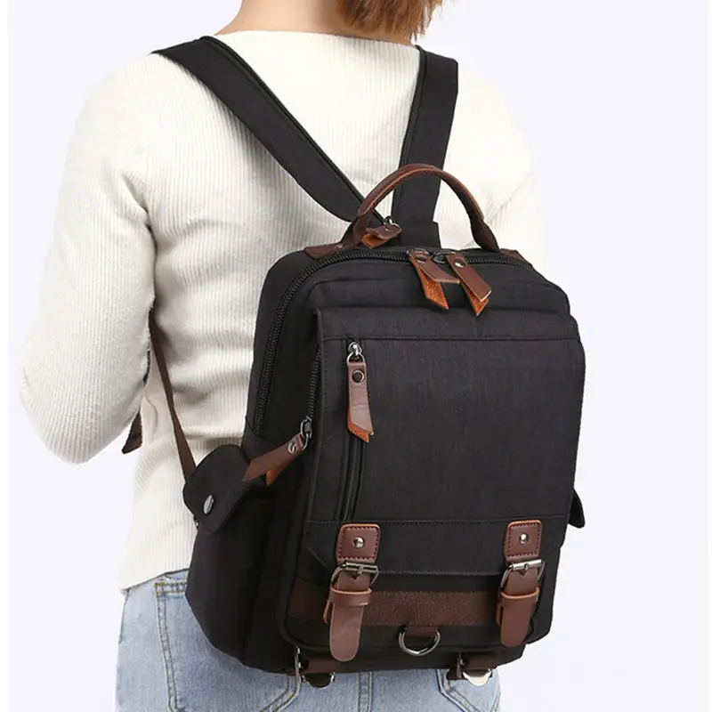 Scione Canvas Shoulder Bags for Men Retro Leather Military Messenger Chest Bag Crossbody Large Capacity Handbag |