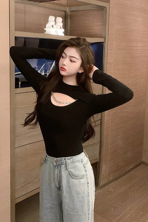 

COIGARSAM Full Sleeve blouse women Spring Patchwork Hollow Out blusas womens tops and blouses Black White 15729