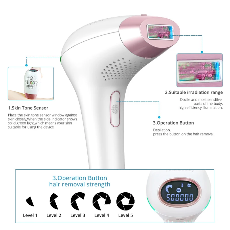 Лазерный эпилятор IPL для удаления волос Перманентный безболезненное устройство