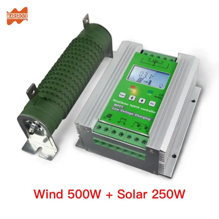 Wind 500W Solar 250W 1400 Вт со слежением за максимальной точкой мощности, ветро-солнечной гибридной усилитель контроллер заряда для фотоэлектрических систем и 12/24V Авто подать заявку на 800W 600 Вт ветер+ 600 Вт 400 Вт с солнечной бата - Цвет: Wind 500W Solar 250W