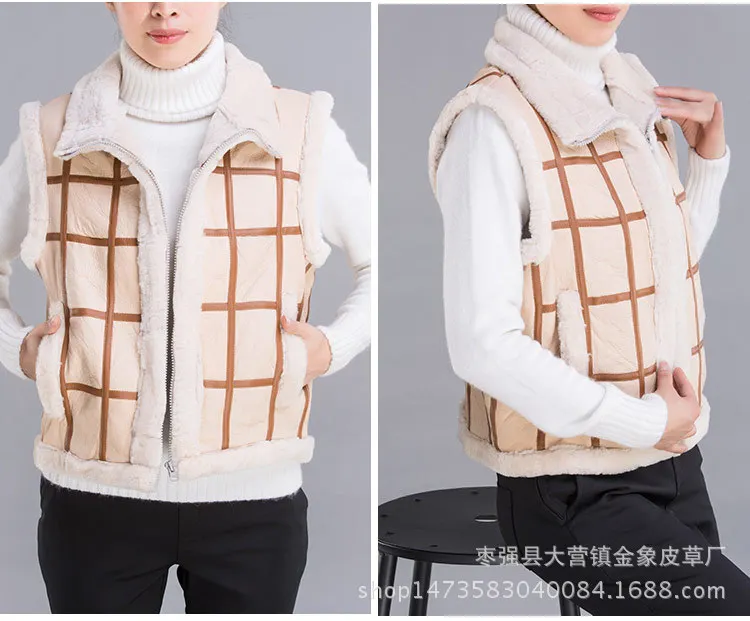 HOO new 2021 ms sheared sheep ma3 jia3 fur one sheepskin splicing vest