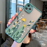 green flowers phone cases for iphone x xr xs max 12 13 mini 11 pro max for iphone 6s 7 8 plus se 2020 hard shockproof back cover