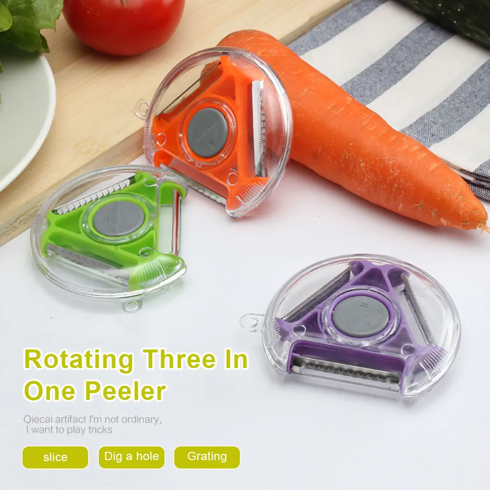 

Mini 3 In1 Fruits Vegetable Rotary Peeler Stainless Steel Peeler&amp Sharp Blade Dust-proof Potato Carrot Grater Kitchen Tool