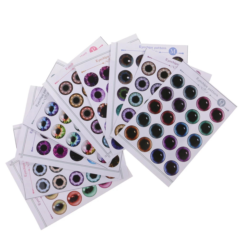9 листов в общем 10 пар кукольных глаз чипы узор на лист без УФ клея для куклы блайз