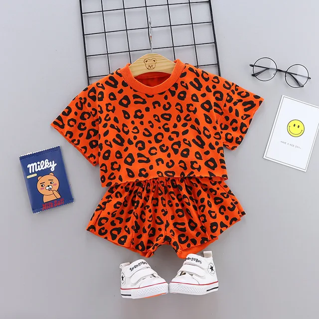Leopard Print Baby Girls Clothes Toddler Baby Clothing Set Cotton Children Costume 1 2 3 4 Year Gift Children Kids Clothes Sets 2