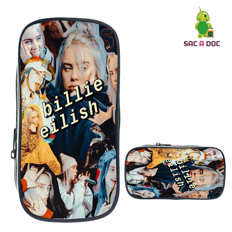 Черный Billie Eilish, школьный рюкзак для девочек, женская сумка для колледжа, сумка для книг, дорожные сумки на плечо, подростковые холщовые рюкзаки, Mochila Escolar - Цвет: Черный