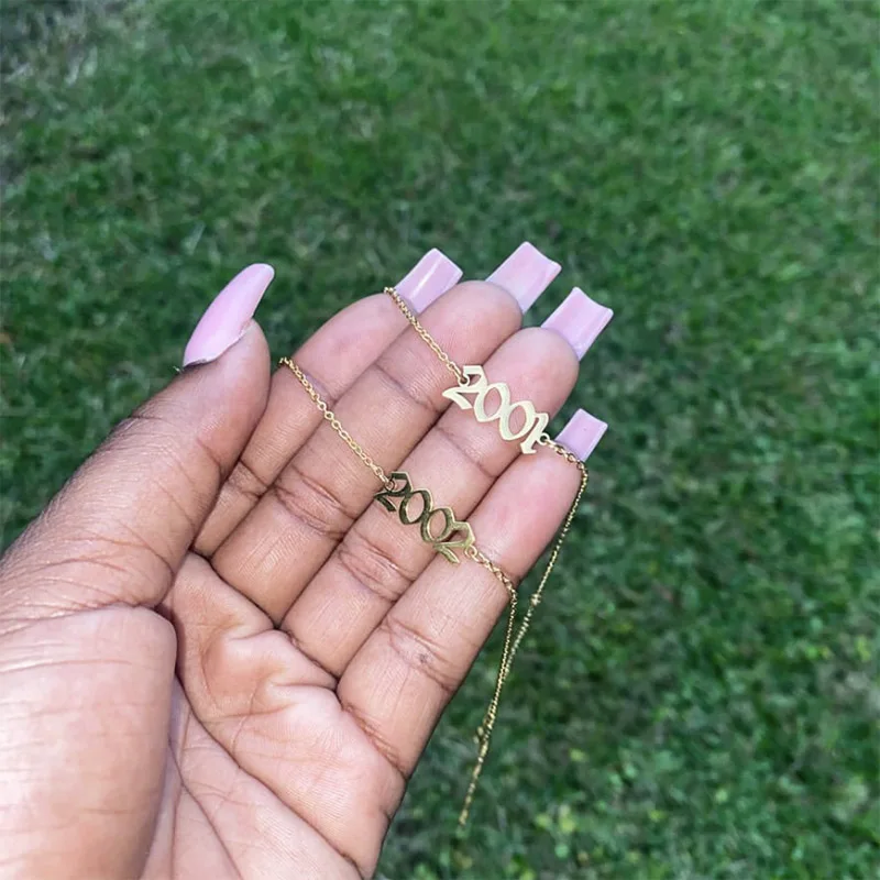 

Birth Year Number Charm Bracelet Stainless Steel Gold Color Special Date Year Number Bracelet For Women Birthday Jewelry Gift