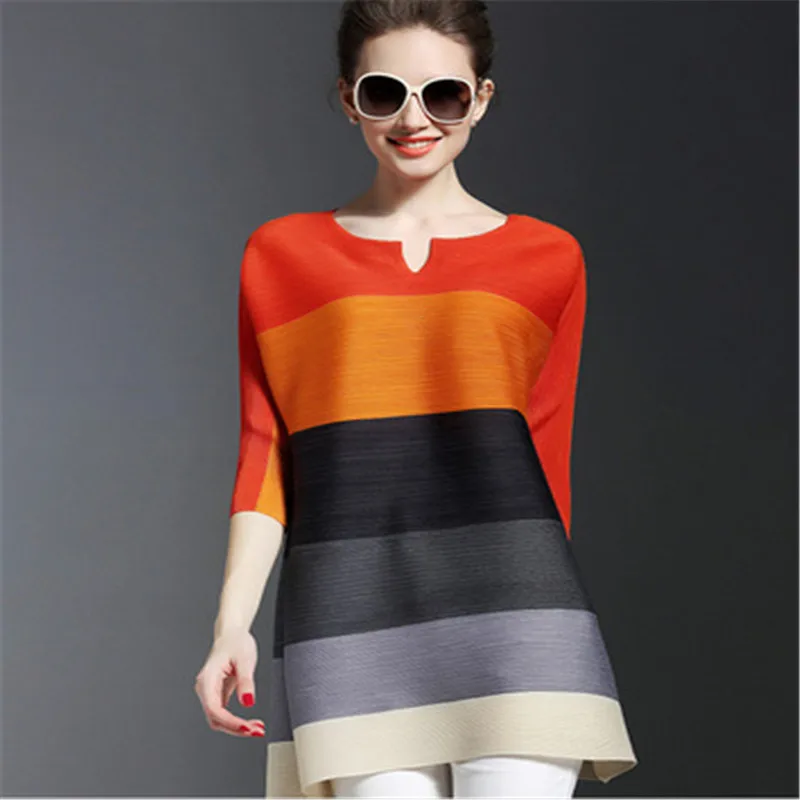 Новинка лета 2020 свободный большой размер плиссированное контрастное