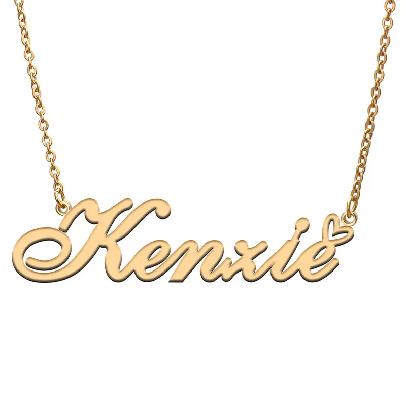 

Женское Ожерелье с надписью «Love Heart Kenzie» из нержавеющей стали, золотой и серебряный кулон-табличка с именем Femme, подарок для мамы и ребенка