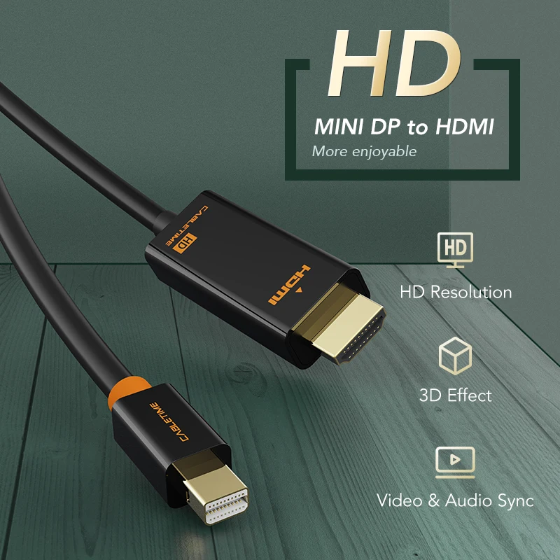 CABLETIME Новое поступление 2020 Thunderbolt мини DisplayPort dp DP к HDMI адаптер кабель для 1080P ТВ