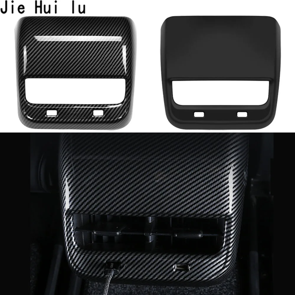 

Car Carbon Fiber Pattern ABS Rear Air Vent Outlet Cover Trim For Tesla Model 3 Accessories Interior Model Y Three New