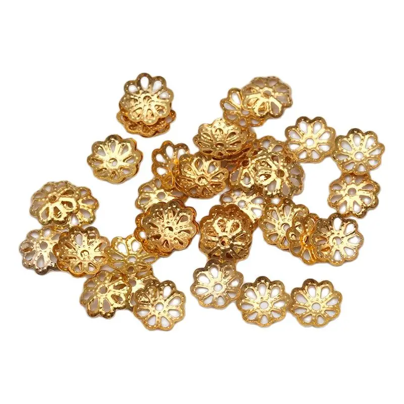 

500 шт 7/9mm цветок бисера Caps золото/серебро Цвет концевые Заглушки для бус для браслета ювелирных изделий DIY аксессуары оптом
