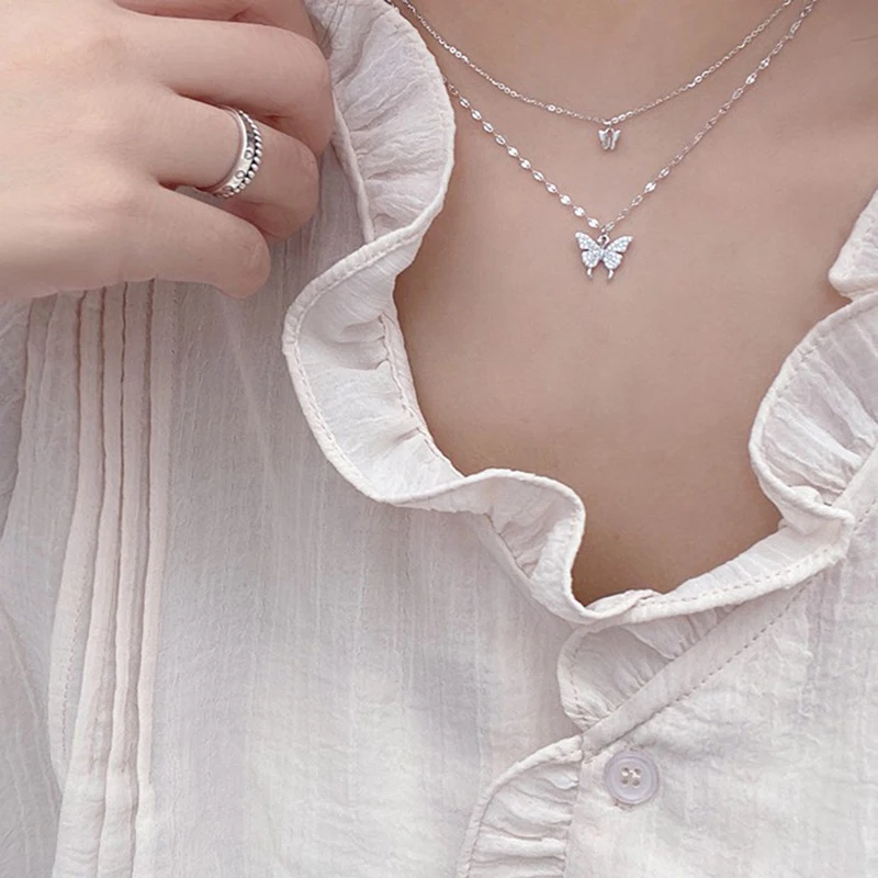 

Korean Style Necklace Clavicle Chain INS Temperament Choker Double Necklace Jewelry Gift Simple Design Wedding Jewelry Gifts