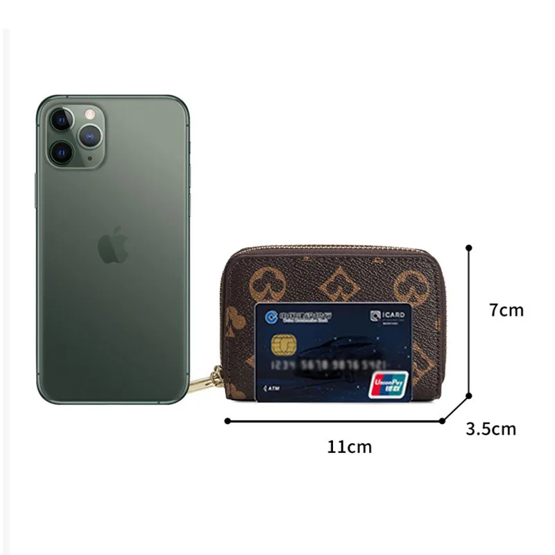 

Fashion Credit Card Wallet for Women Vintage Zipper Coin Purse for Bank Cards Luxury Designer Brand Multifunctional Case Key Bag
