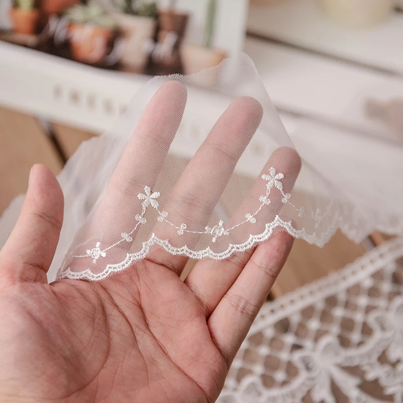 Lolita Lace Ribbon White 2yards Sewing Accessories 3D Butterfly Embroidery Fringe Trimmings For Dress Home Decorative DIY Crafts | Дом и сад