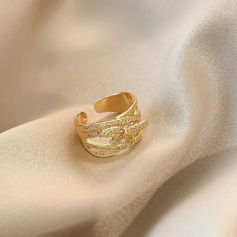 

South Korea-Style Style Multilayer Bow Adjustable Design Women's Rings Gift Party Banquet WOMEN'S Jewelry Ring 2021