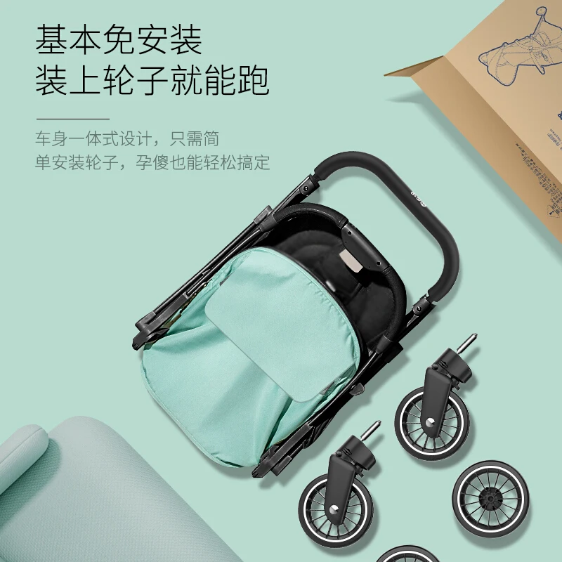 Детская коляска Baba складная с зонтиком зеленого цвета | Мать и ребенок