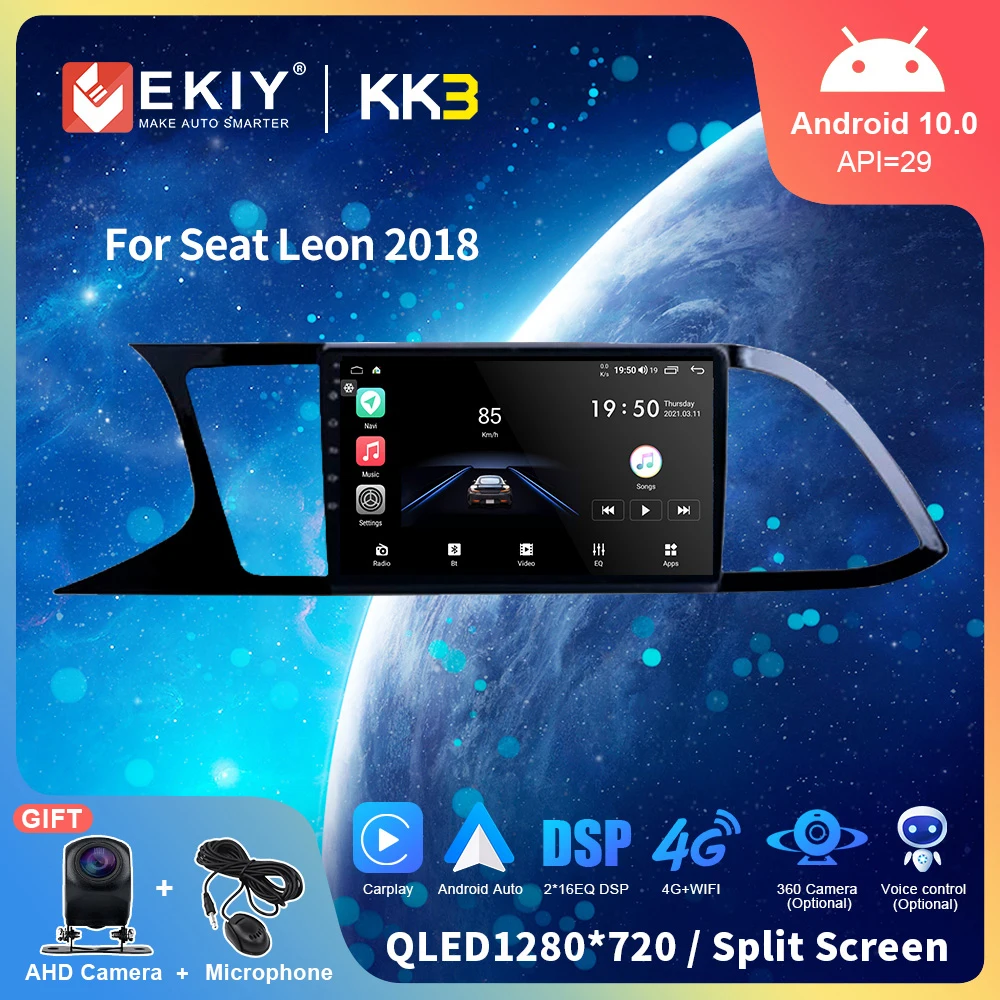 

EKIY Stereo Receiver For 2018 Seat Leon Android 10.0 Navigation GPS Multimedia Navigation Player Auto Stereo Car Bluetooth Radio