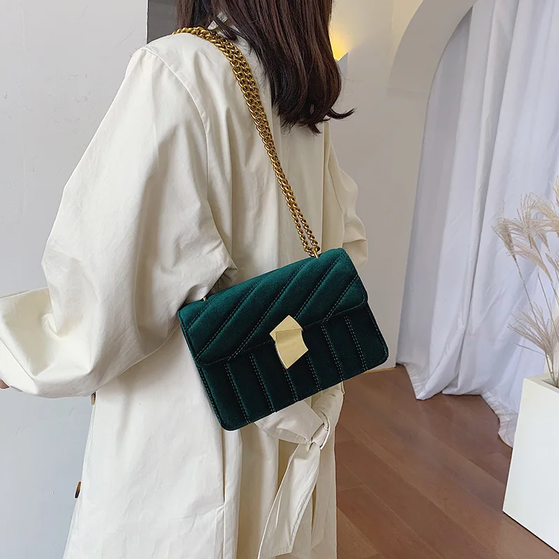 Luxury women clutch bag high quality velvet chain female designer shoulder Messenger bag evening package party small square bags