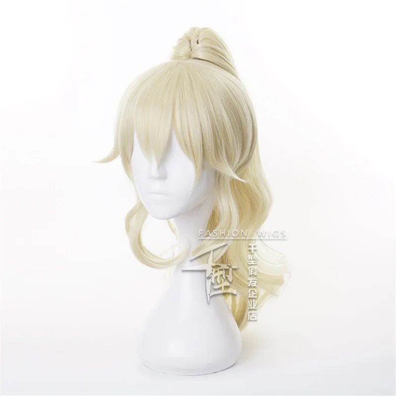 Genshin Impact Jean Cosplay Women Golden Ponytail Heat Resistant Synthetic Hair Peluca Anime Cosplay Wigs Halloween