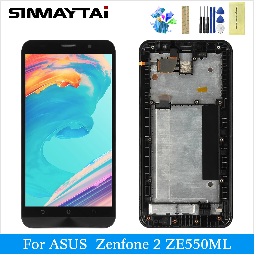 

Для ASUS ZenFone Asus ZenFone 2 ZE550ML Z008D ЖК-дисплей дигитайзер сенсорный экран Запасные части черный ЖК 2 ZE550ML Z008D lcd