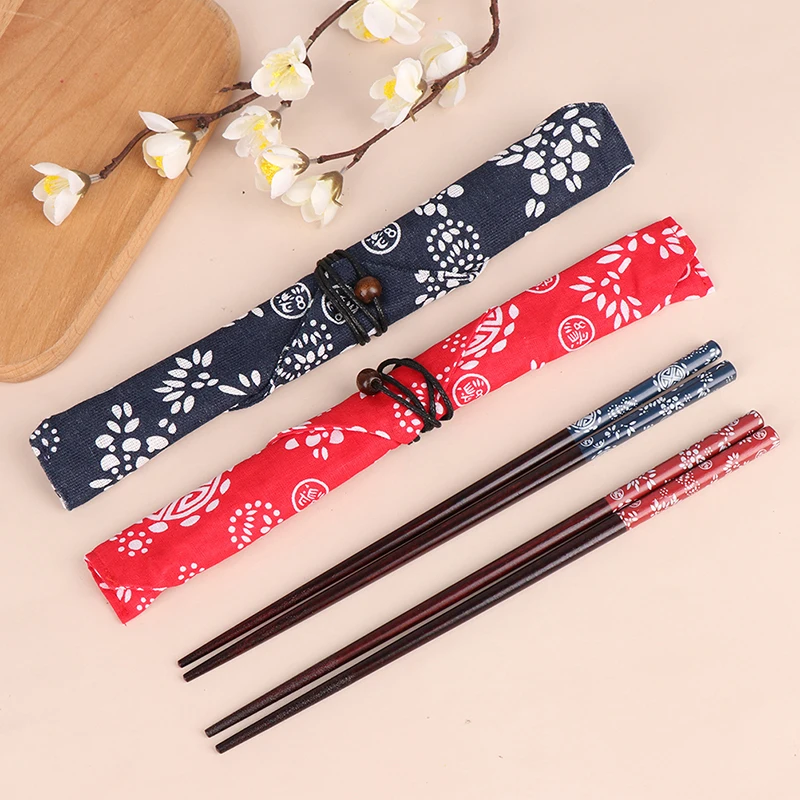 

Chinese Wooden Tableware Set Cloth Bag Chopsticks Portable Travel Chinese Food Reusable Chinese Style Chopsticks Box Set