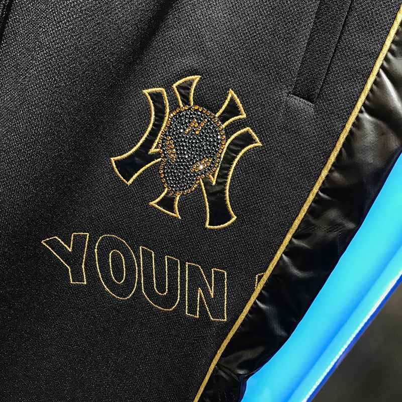 

European station casual pants men's autumn versatile new 2020 Harlem legged fashion gold edge stitching embroidered pants