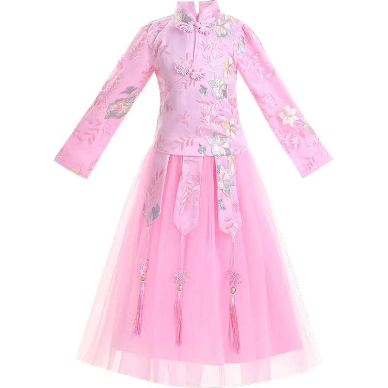 2 шт. детское платье-Ципао с цветочным принтом | Тематическая одежда и униформа