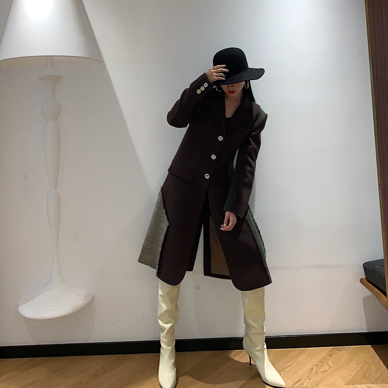 

Down Jacket 2021 Winter Women'S Sheepskin Coat Warm Splicing Woolen Coat Ladies Hight Quality Long Plush Fur Coat Female New