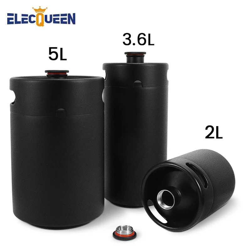 

2L/3.6L/5L Beer Barrel Mini Keg, Matte Black Home Brewery Growler Kegs Brewing Craft Beer Equipment Portable Home Camping Picnic