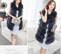 2020 new arrival faux fur vest fashion women sleeveless long fur jacket gilet fourrure manteau fox raccoon warm s 4xl