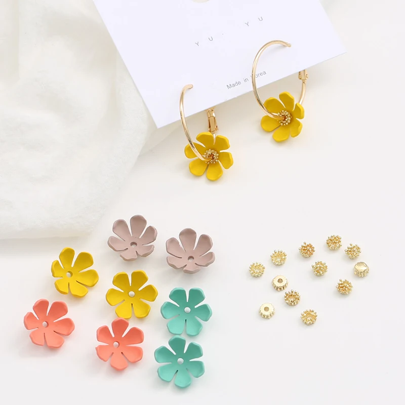 

South Korea wind alloy colored flower diy hand-crafted earrings earrings jewelry accessories pendant
