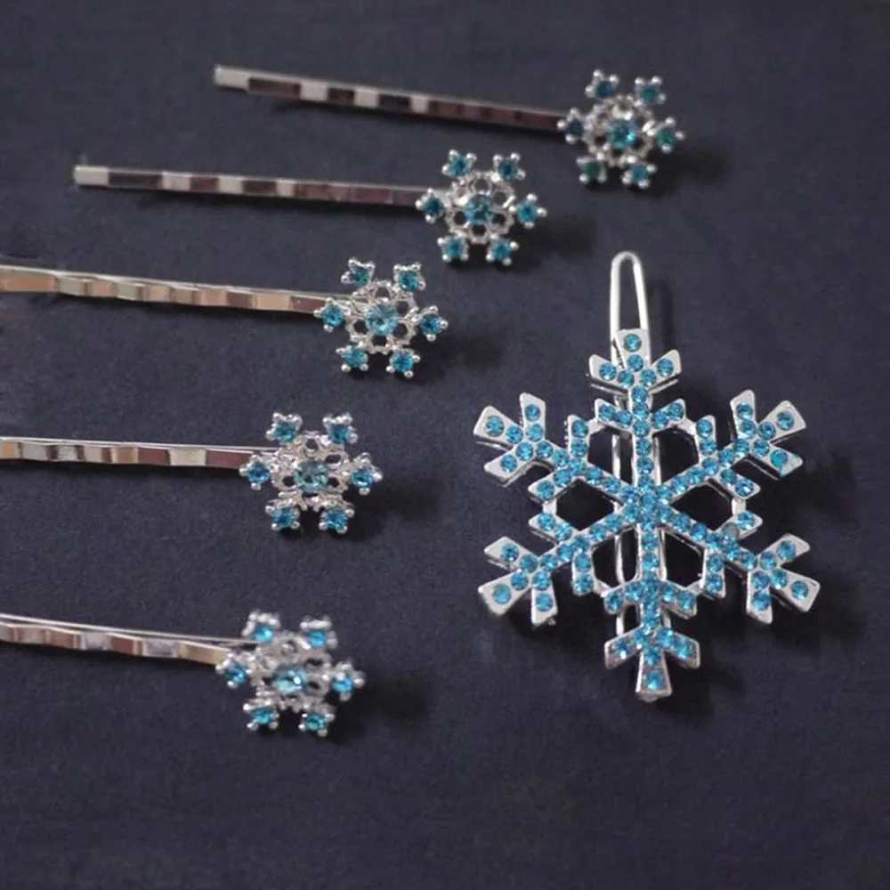 Заколки для волос девочек Принцесса хрустальная Снежинка детские шпильки зажим